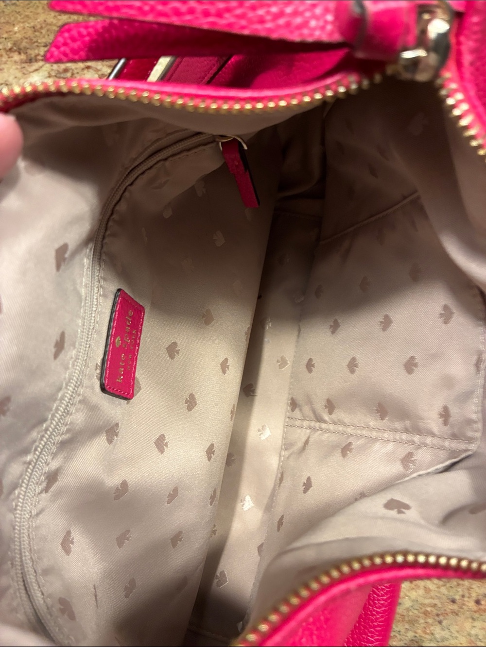 Kate Spade Hot Pink Leather Hobo Shoulder Bag with crossbody strap - Picture 7 of 8